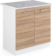Mobile lavello cucina R-Line, Sonoma, 80 cm, PL Marmo, per la libera combinazione all'interno di sistemi cucina modulari