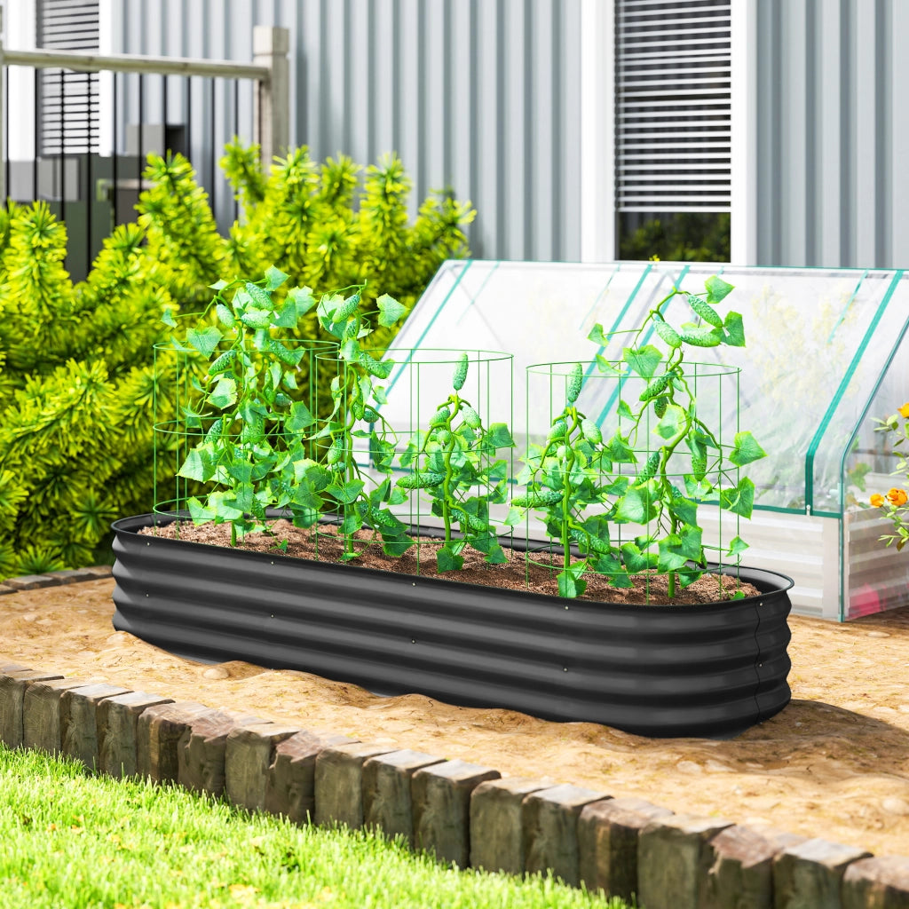 Letto da giardino rialzato modulare ¨C zephmum ¨C acciaio grigio 195x62x30