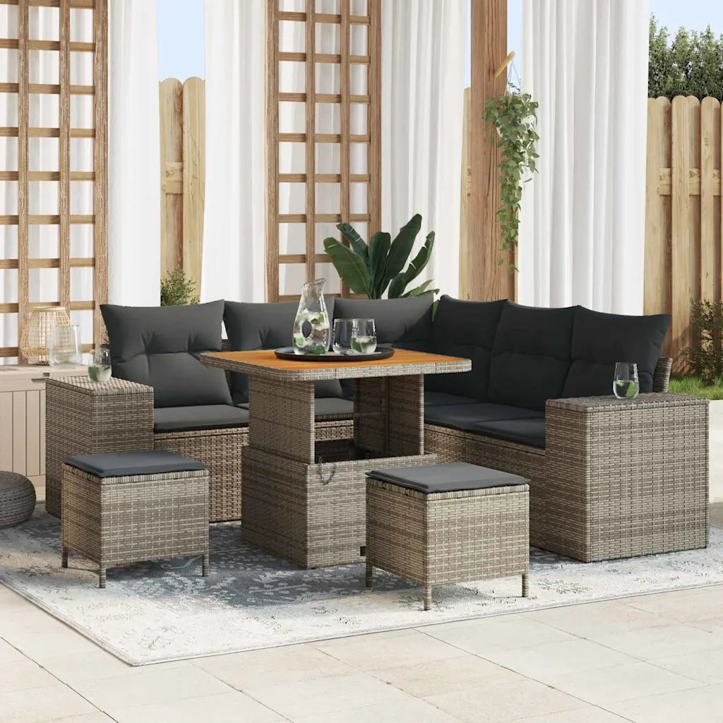 Set Divano da Giardino con cuscino 8 pcs Grigio polyrattan 3363953