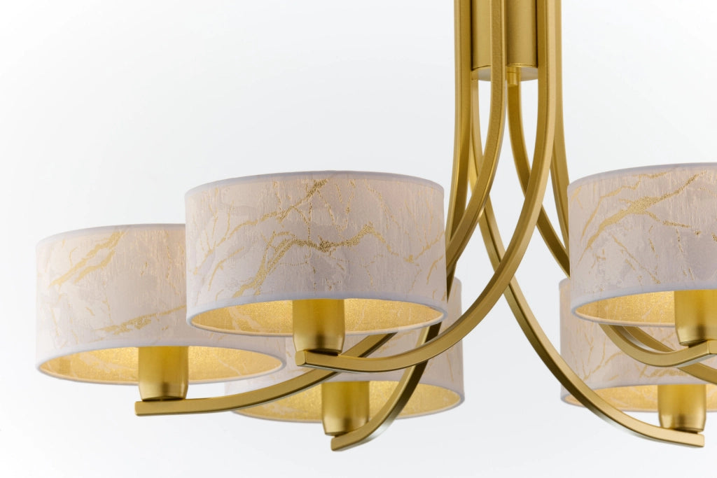 Lampadario ARTHUR Jupiter oro lucido 6xE27 paralumi bianchi