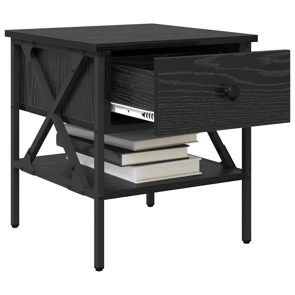 Set di 2 Comodini | Armadio da Notte | Mobiletto da notte con cassetto Rovere nero 40 x 42 x 45 cm