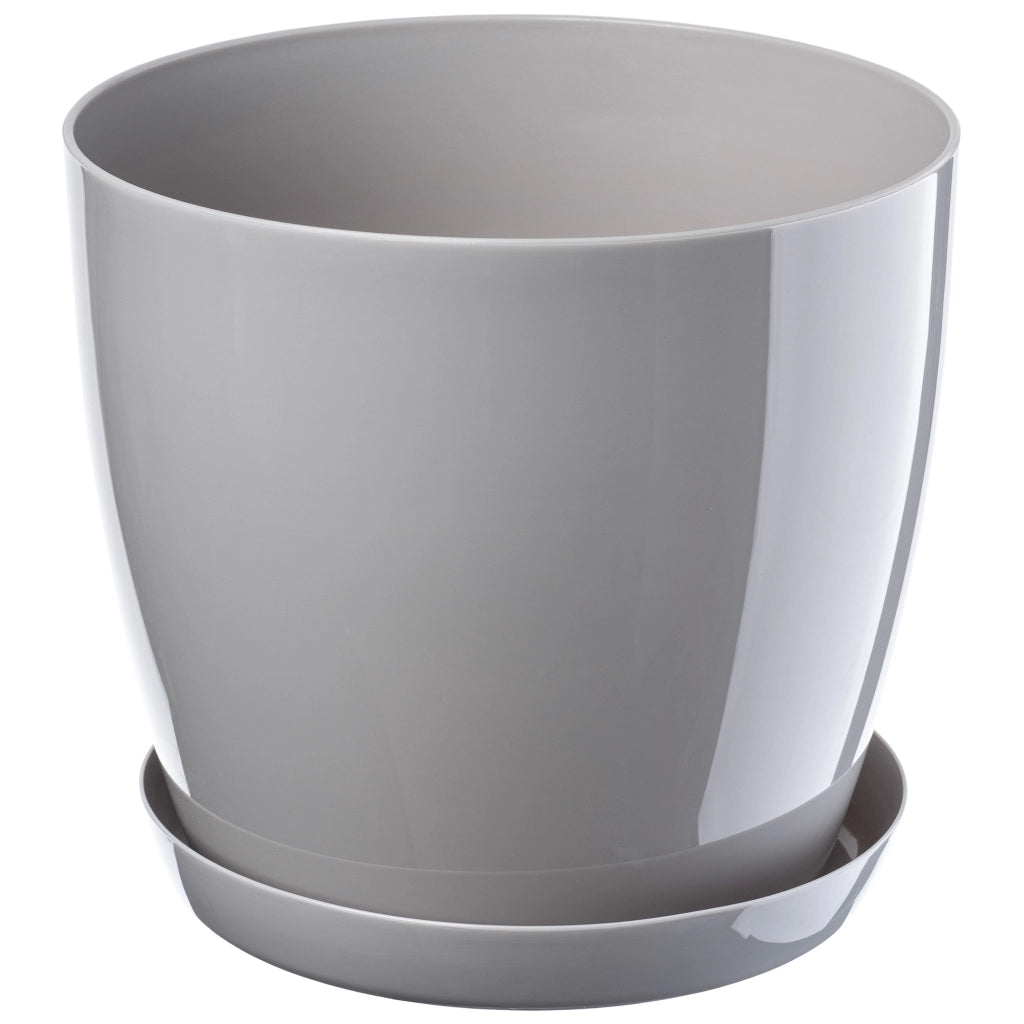 Vaso da fiori KADAX con sottovaso e coperchio in plastica, 16 cm, grigio. Vaso da fiori Kadax