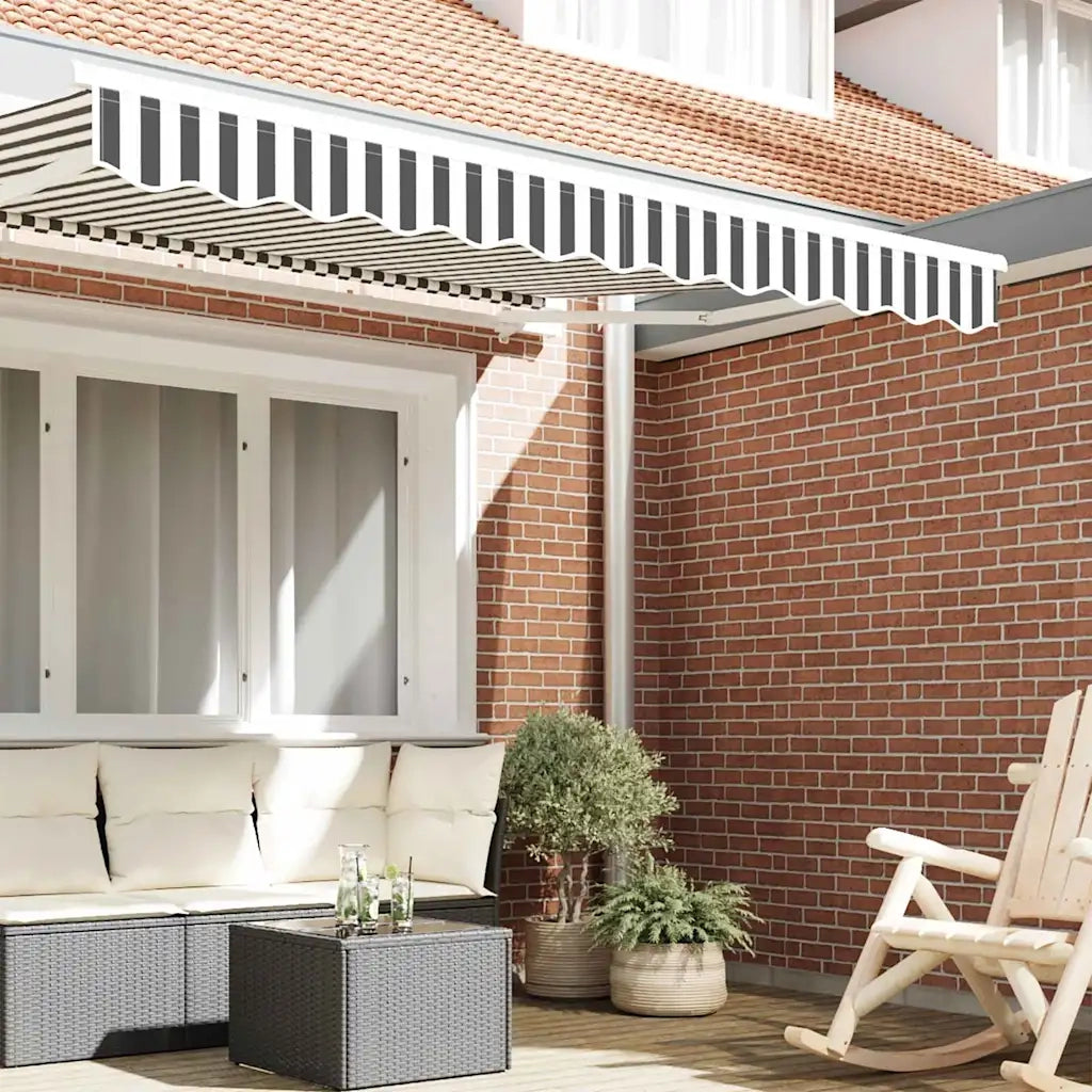 Tenda a Braccio Antracite e Bianco 230 x 20 cm Tela 42000715