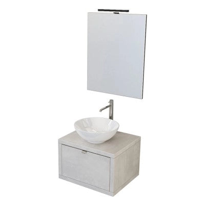 Mobile bagno sospeso 60 cm grigio chiaro con lavabo a bacinella e specchio Master