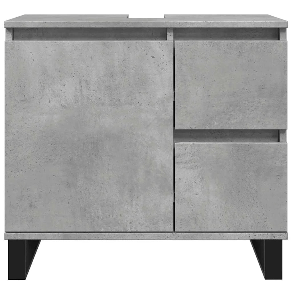 Armadietto da Bagno Grigio Cemento 65x33x60cm in Truciolato