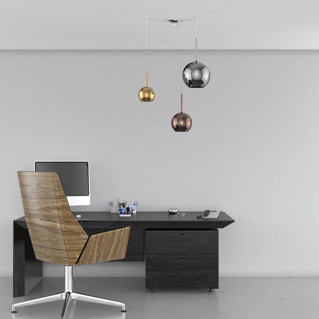 Lampadario Contemporaneo Future Metallo Cromo Vetro Multicolor 3 Luci E27