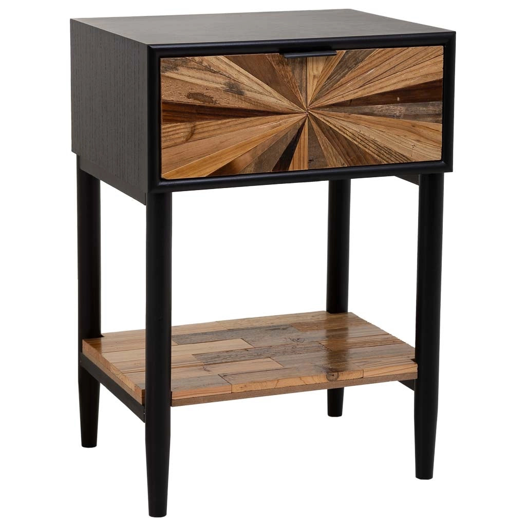 Tavolo in legno e metallo con 1 cassetto e 1 ripiano marrone 41x32x60