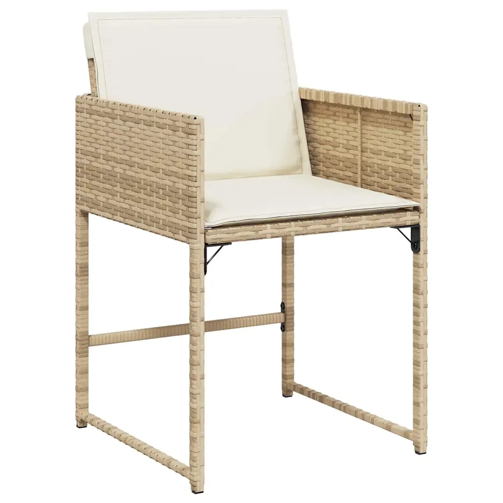 Set da Pranzo per Giardino 5 pcs Beige polyrattan