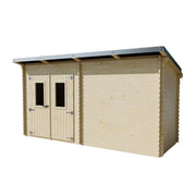 Casetta da giardino in legno Douglas 450x165 cm con fotovoltaico  Spessore 28 mm  2 kWp con 4 pannelli solari  LB4517.02D Foresta