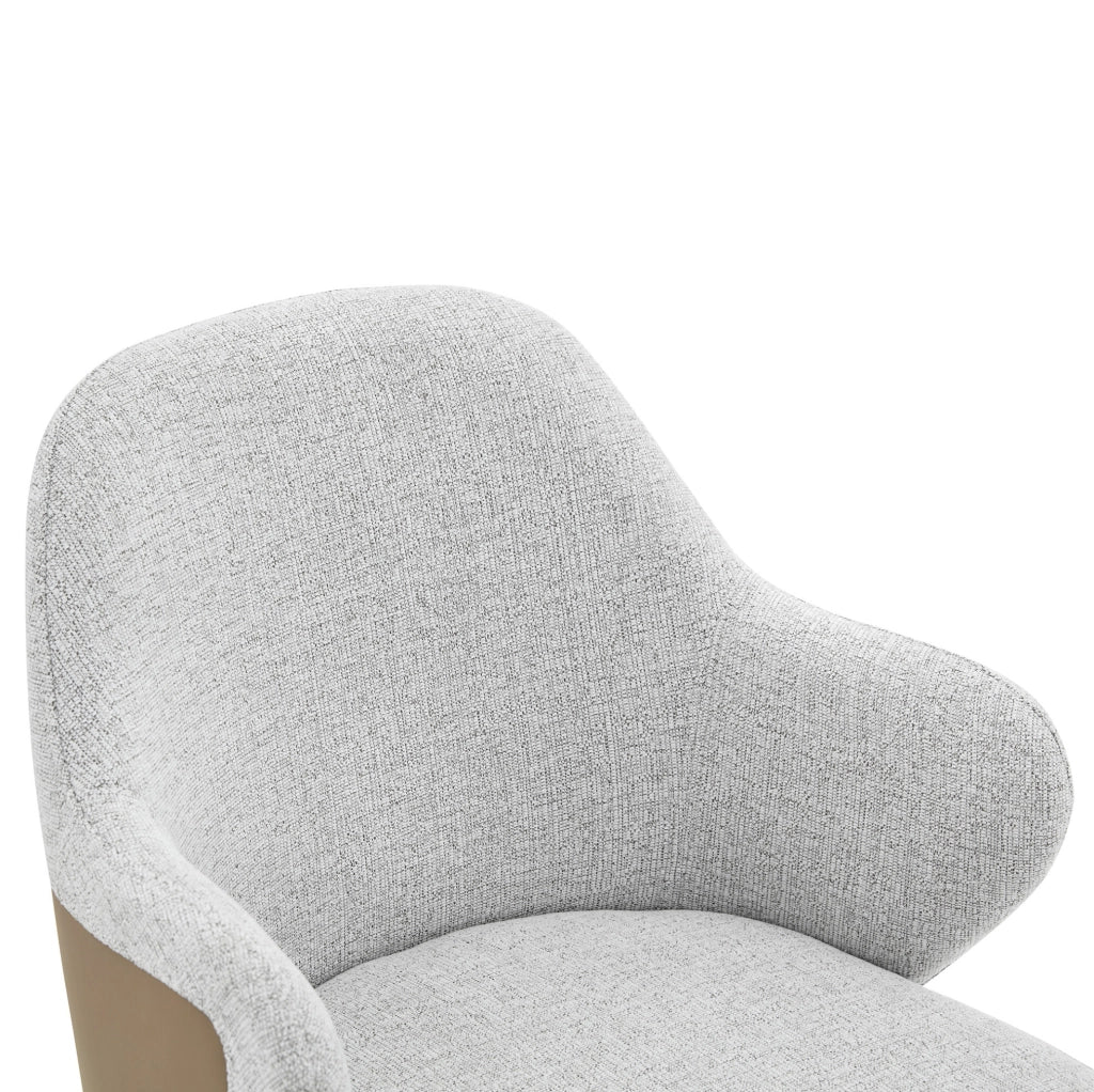 Set di 2 sedie da pranzo 63x56.5x57.5 cm con schienale avvolgente in tessuto e metallo grigio chiaro