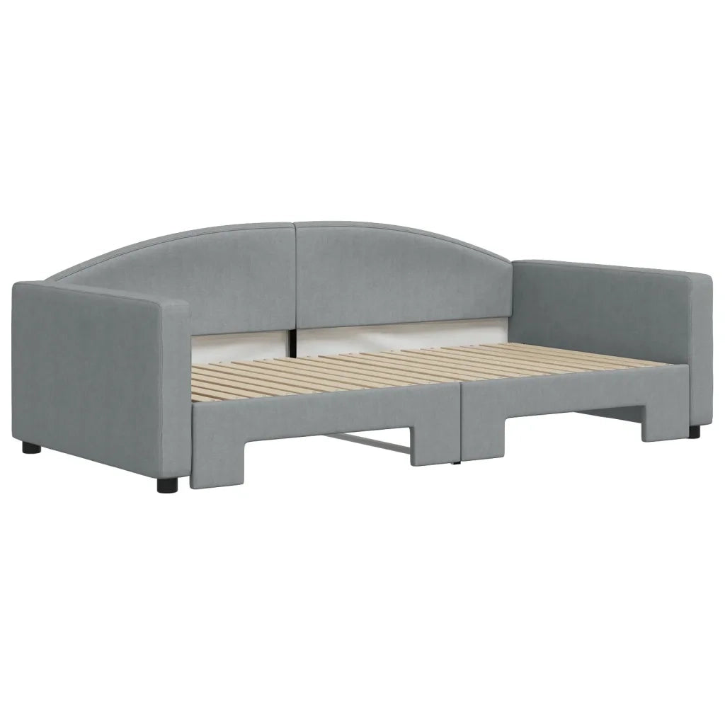 Divano Letto con Letto Estraibile Grigio Chiaro 100x190 Tessuto 3197265