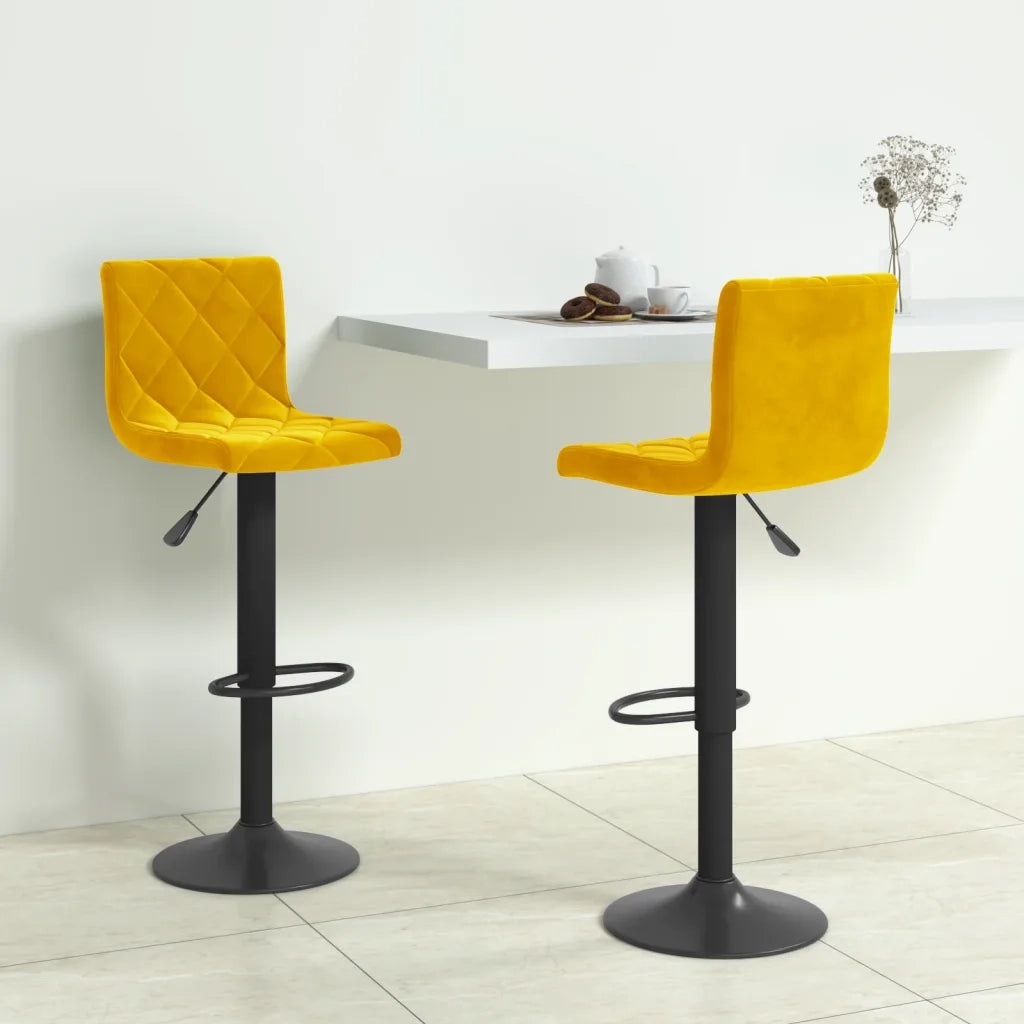 Sgabelli da Bar 2 pz Giallo Senape in Velluto 333738