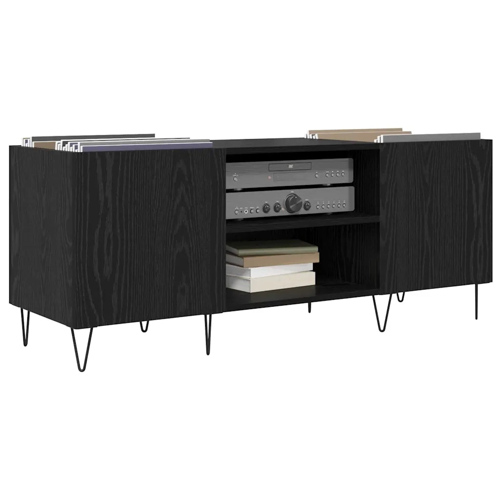 Mobile porta vinili con porta Rovere Nero 121 x 38 x 48 cm