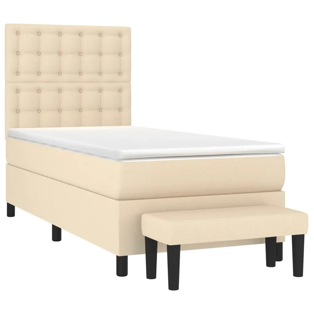 Giroletto a Molle con Materasso Crema 90x190 cm in Tessuto