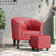 Poltrona a Pozzetto con Poggiapiedi Rosso Vino in Similpelle 356467