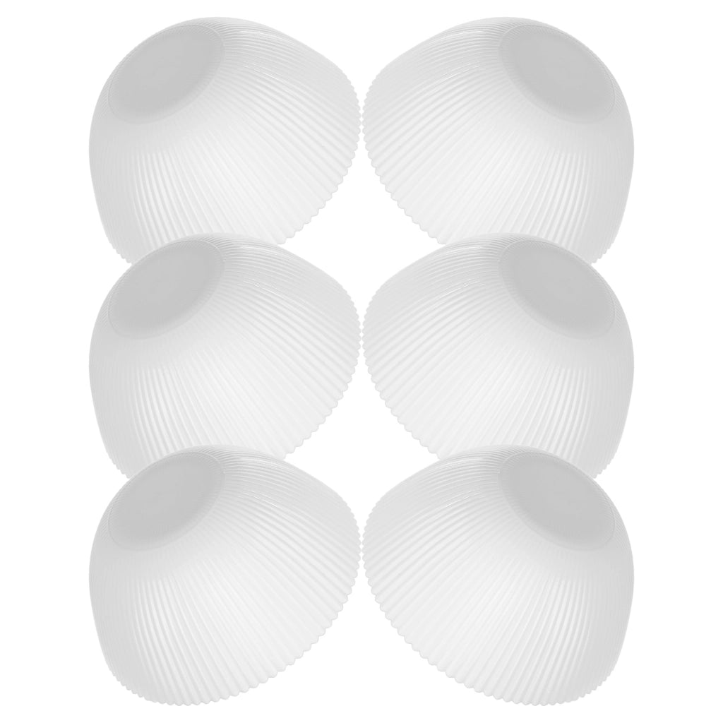 Set di 6 ciotole da insalata KADAX in vetro da 15 cm per zuppe e snack, bianche, scanalate.