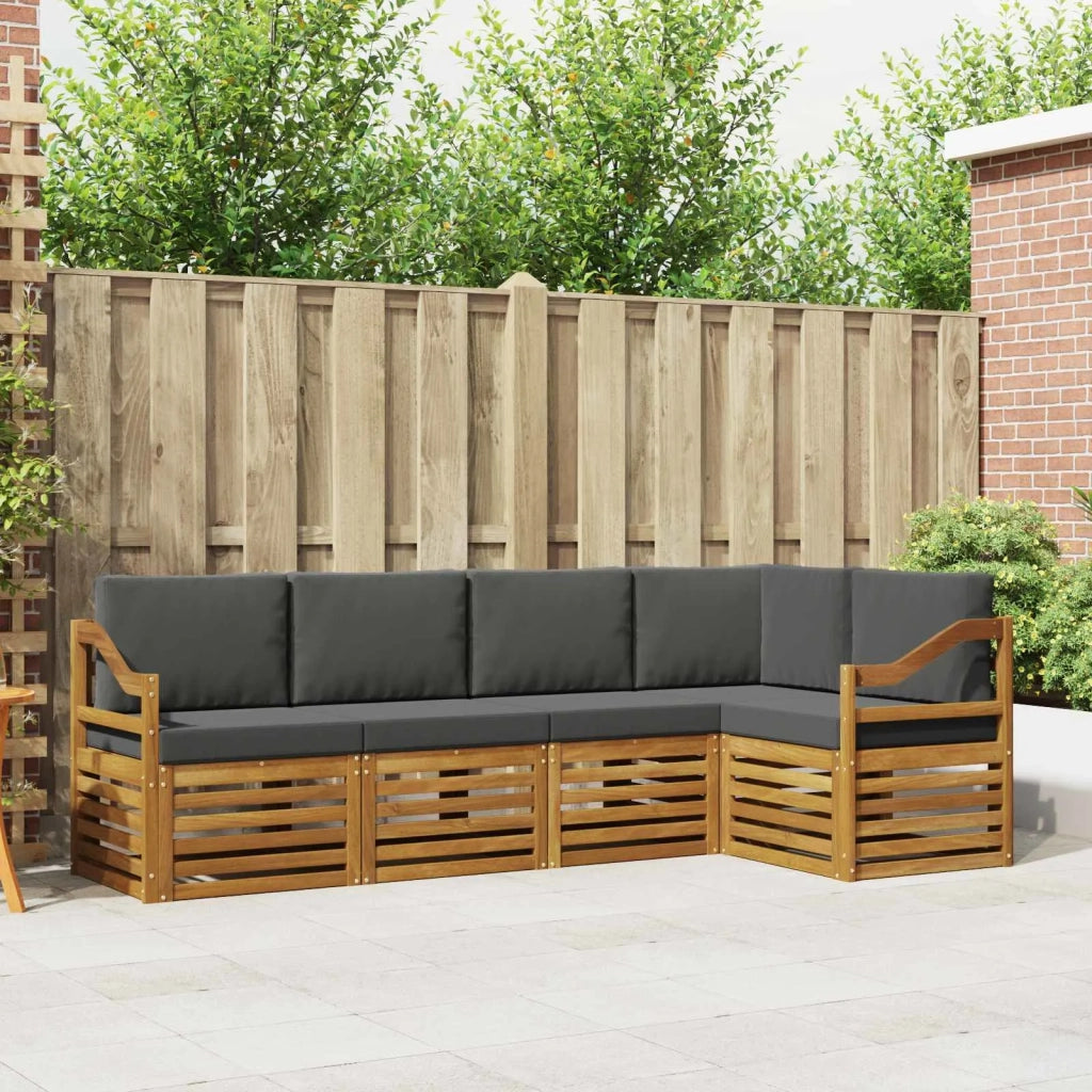 Set divano sezionale con cuscino 5 pcs Naturale e Antracite 3374827