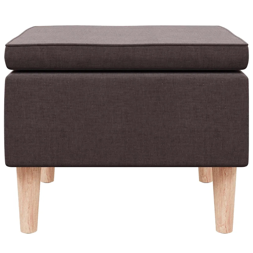 Poggiapiedi con Gambe in Legno Marrone Scuro in Tessuto 329451