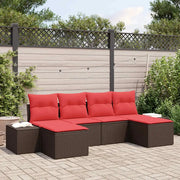 Set Divano da Giardino con cuscino 6 pcs Marrone polyrattan 3347174