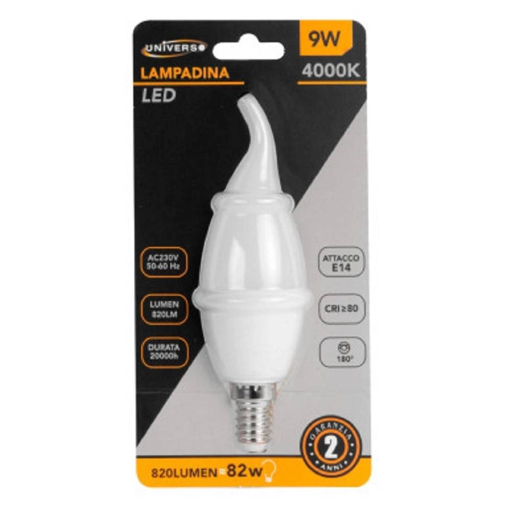 Trade Shop - Lampadina Led E14 9watt Candela Fiamma Smd C37 Luce Naturale Calda Fredda C37-9w -