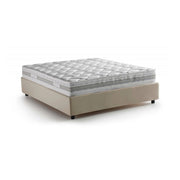 Letto matrimoniale Arto, Letto contenitore con rivestimento in tessuto, Made in Italy, Apertura frontale, con materasso cm 140x190 incluso, Beige