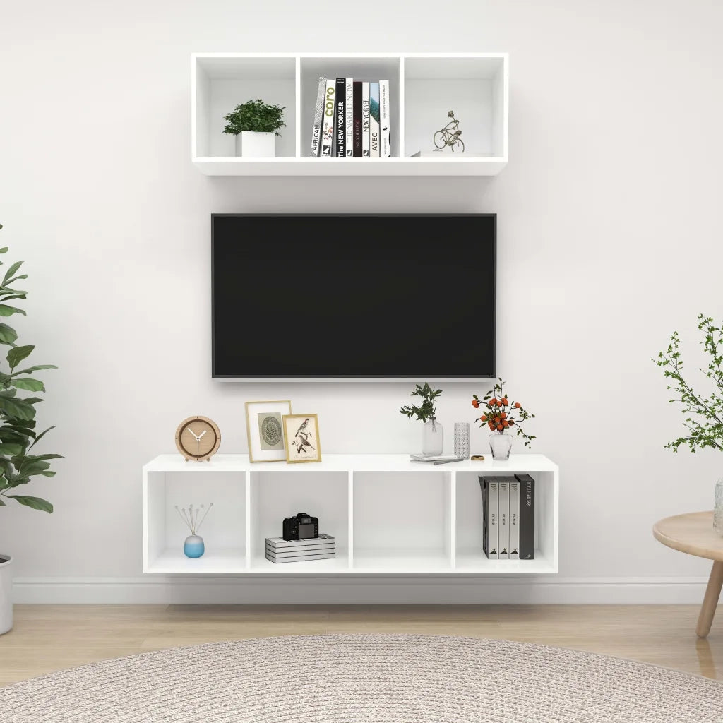 Set Mobile TV 2 pz Bianco in Truciolato 3079790