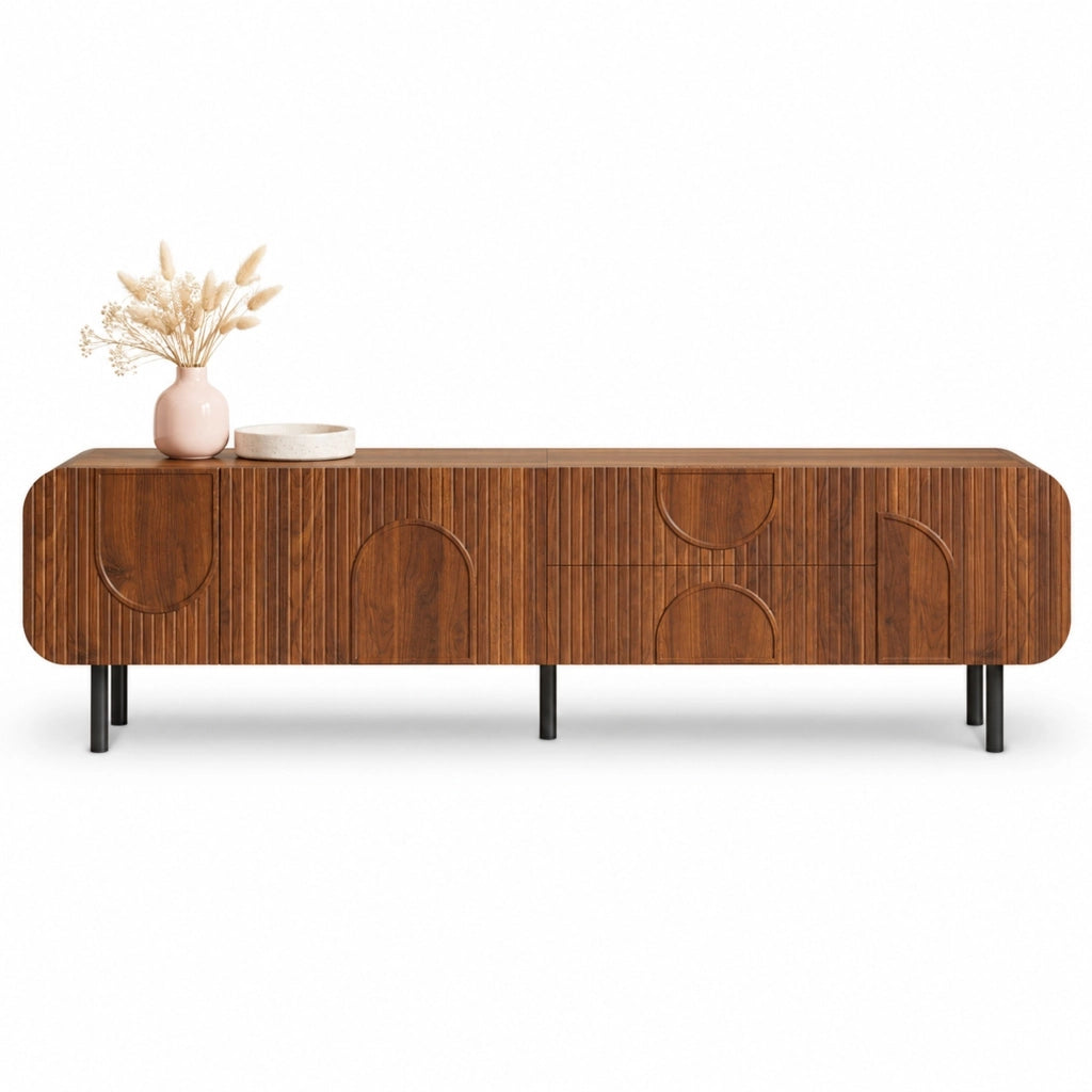 Mobile TV 180x40x47,5 cm noce MDF con 3 ante e 2 cassetti