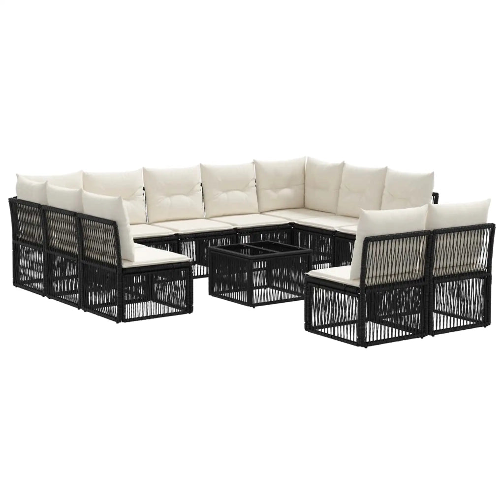 Set Divano da Giardino 12 pcs Nero polyrattan
