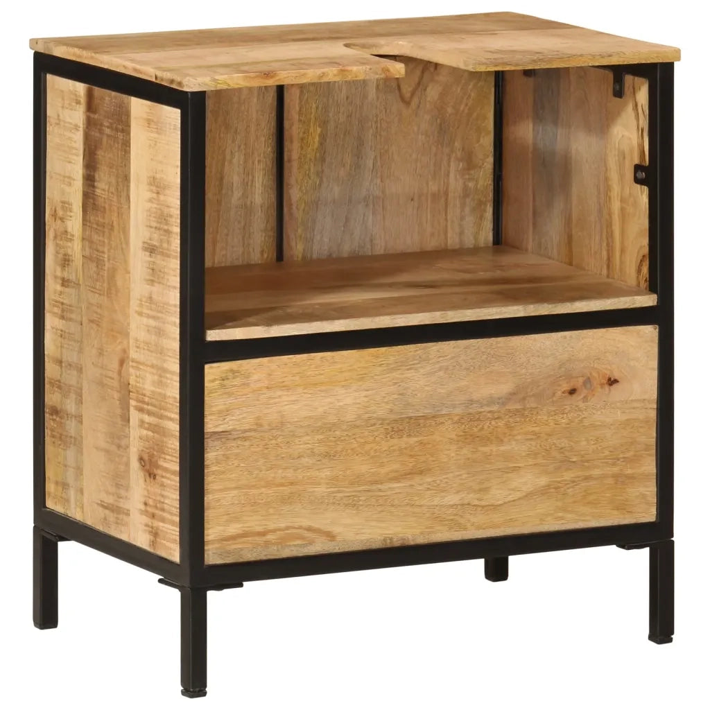 Mobile Lavabo da Bagno-Armadietto da bagno 55x35x60 cm Legno Massello Mango e Ferro