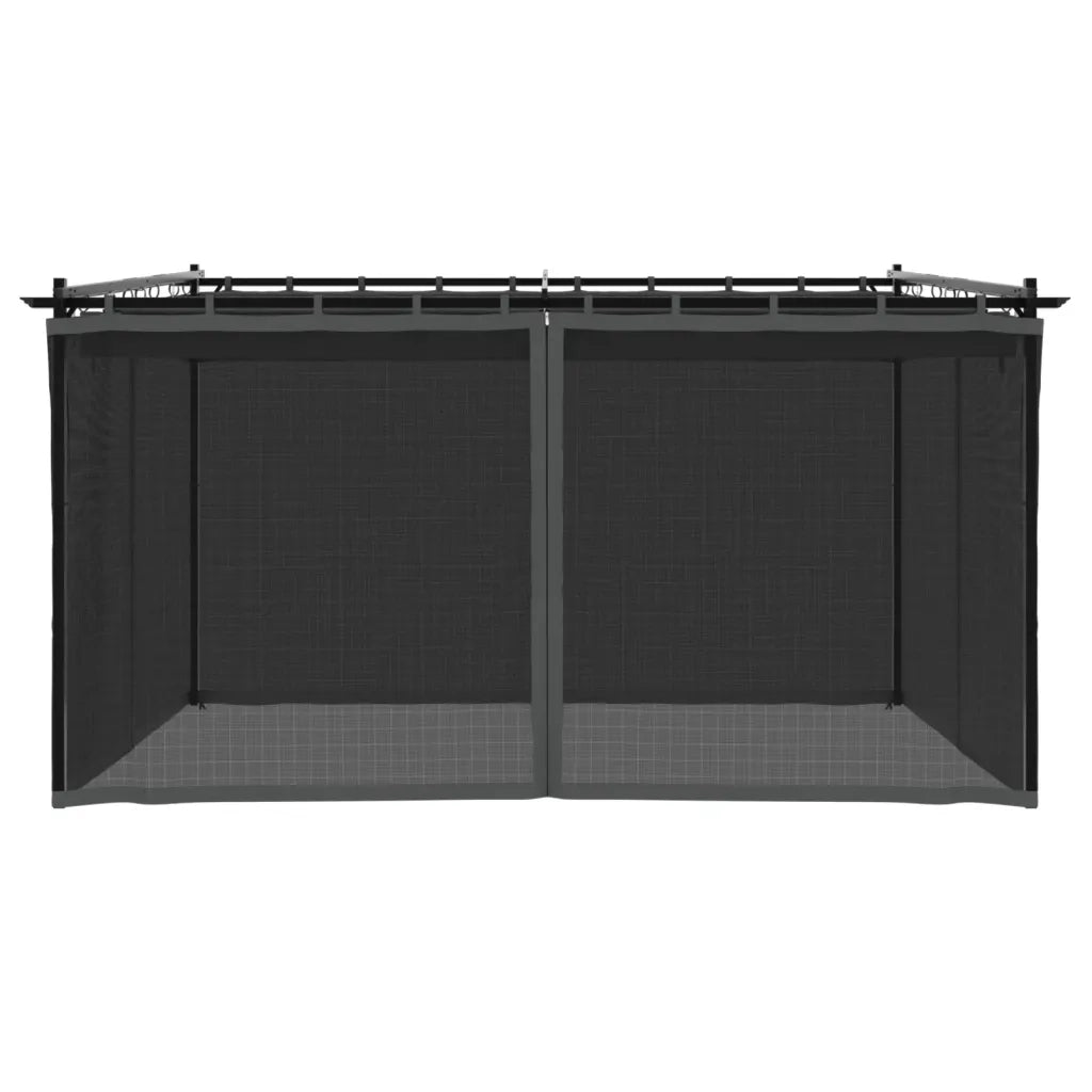 Gazebo con Pareti in Rete Antracite 4x3 m in Acciaio 4003912