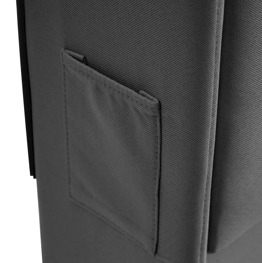 Letto imbottito 180x200 cm con LED, contenitore e USB, rivestito in lino grigio
