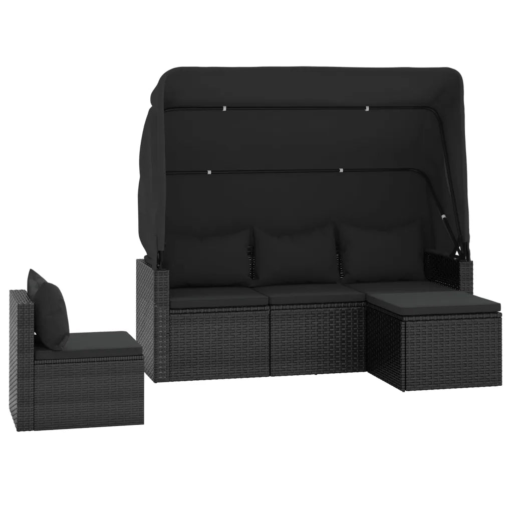 Set Divani da Giardino 4 pz con Cuscini Nero in Polyrattancod mxl 76583