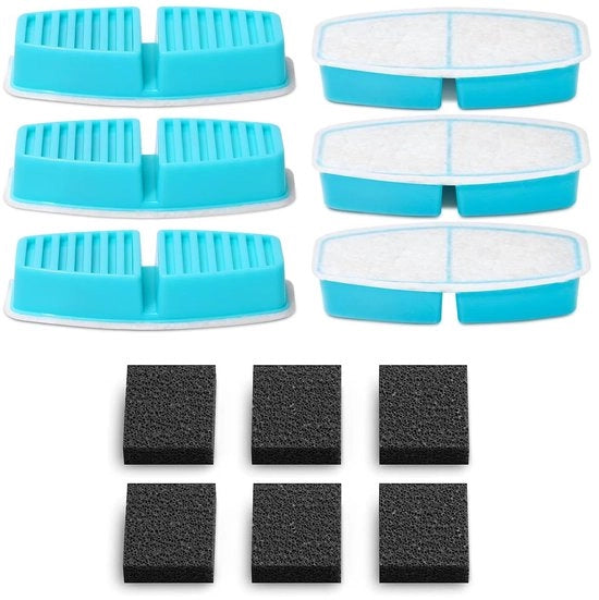 Set di sostituzione per fontana per gatti B3, 12 pezzi (6 filtri - 6 spugne), filtro con attivato carbonio, ultrafine fibre