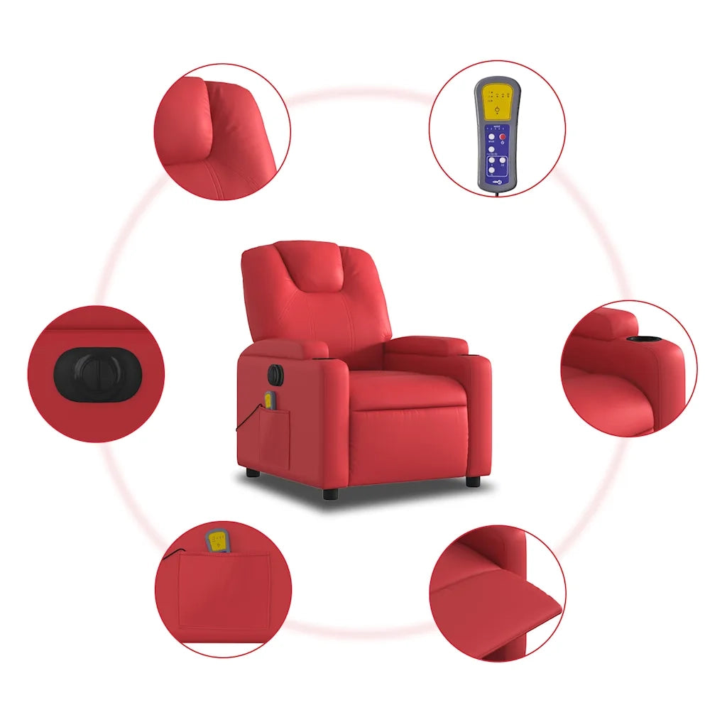 Poltrona | Sedia Relax Massaggio Elettrica Reclinabile Rosso Similpelle