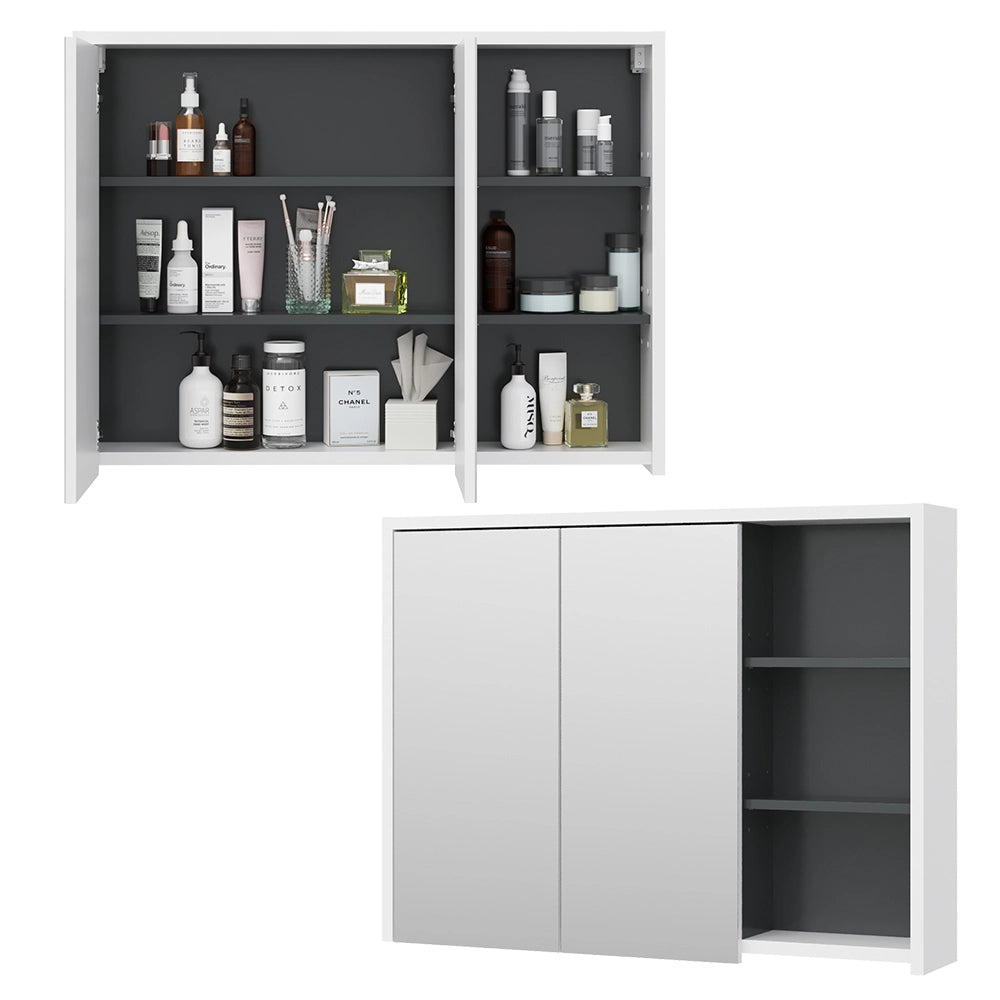 Vicco Specchio contenitore bagno Bianco/antracite 18 x 75 cm