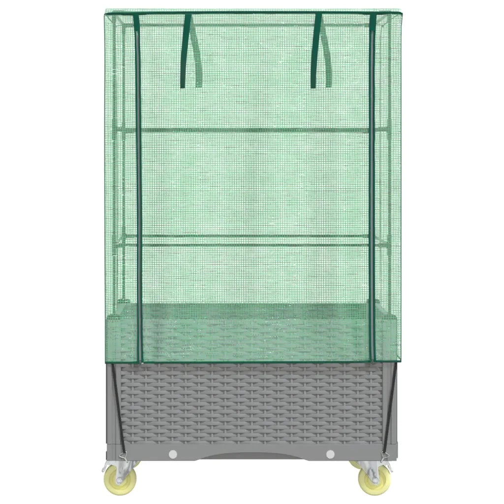 Letto Rialzato con Copertura e Ruote Effetto Rattan 80x50x182cm 4015864