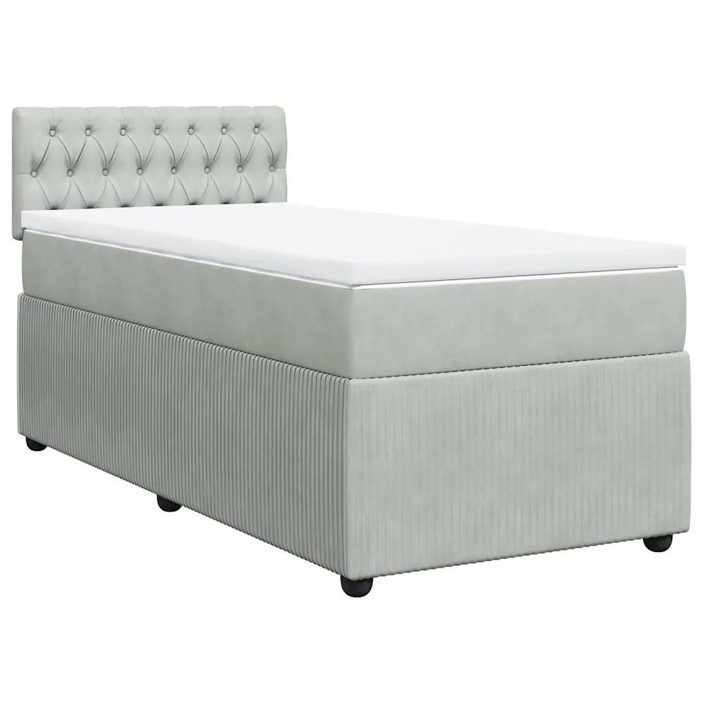 Giroletto a Molle con Materasso Grigio Chiaro 90x190 cm Velluto