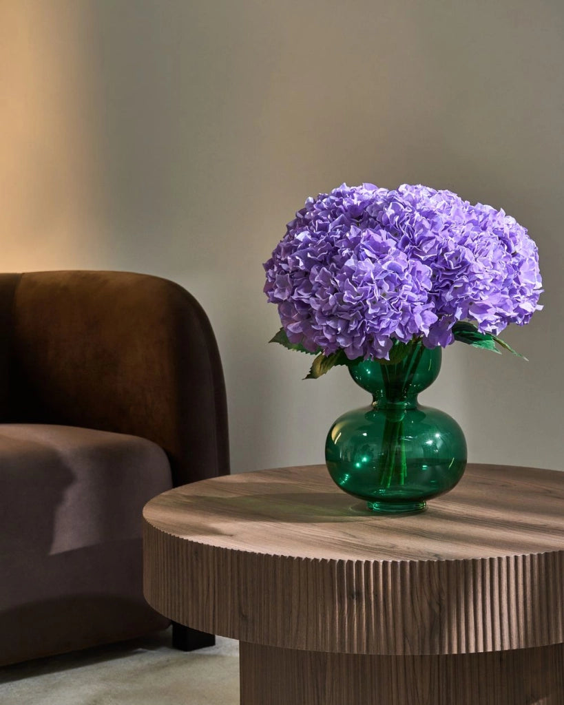 Bouquet di fiori artificiali Ortensie viola Composizione decorativa artificiale 50 cm Decorazione da tavolo fatta a mano Soggiorno Sala da pranzo