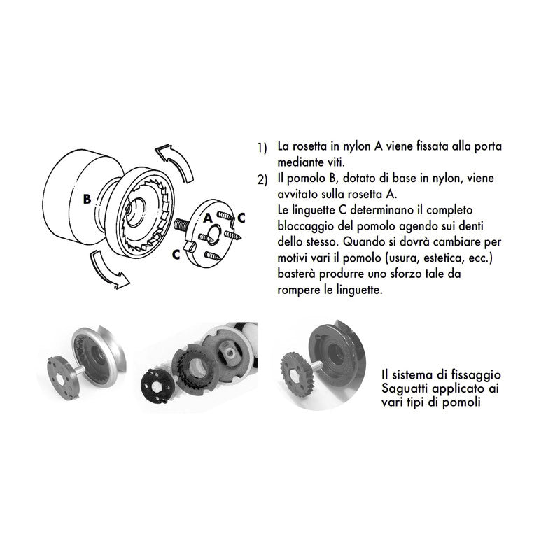 Pomolo fisso per porta SAGUATTI 161/70FB in alluminio oro satinato