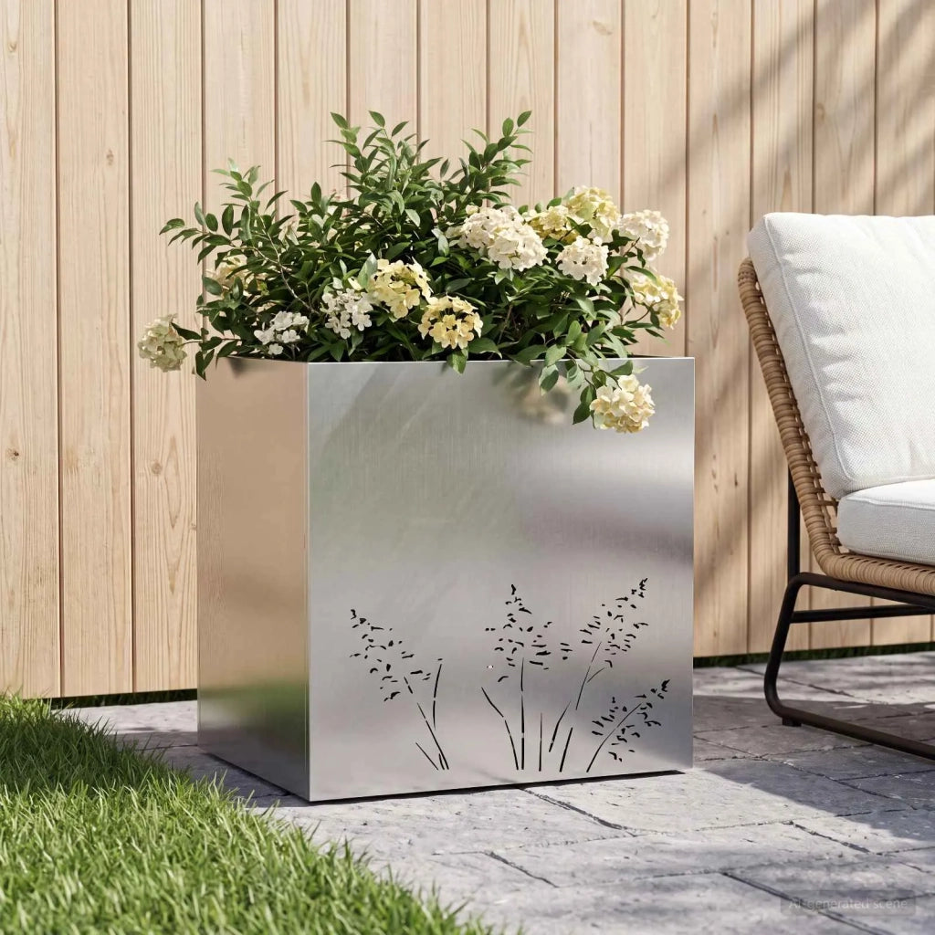 Vaso da giardino Argento 50 x 30 x 49 cm Acciaio Inox 8005814