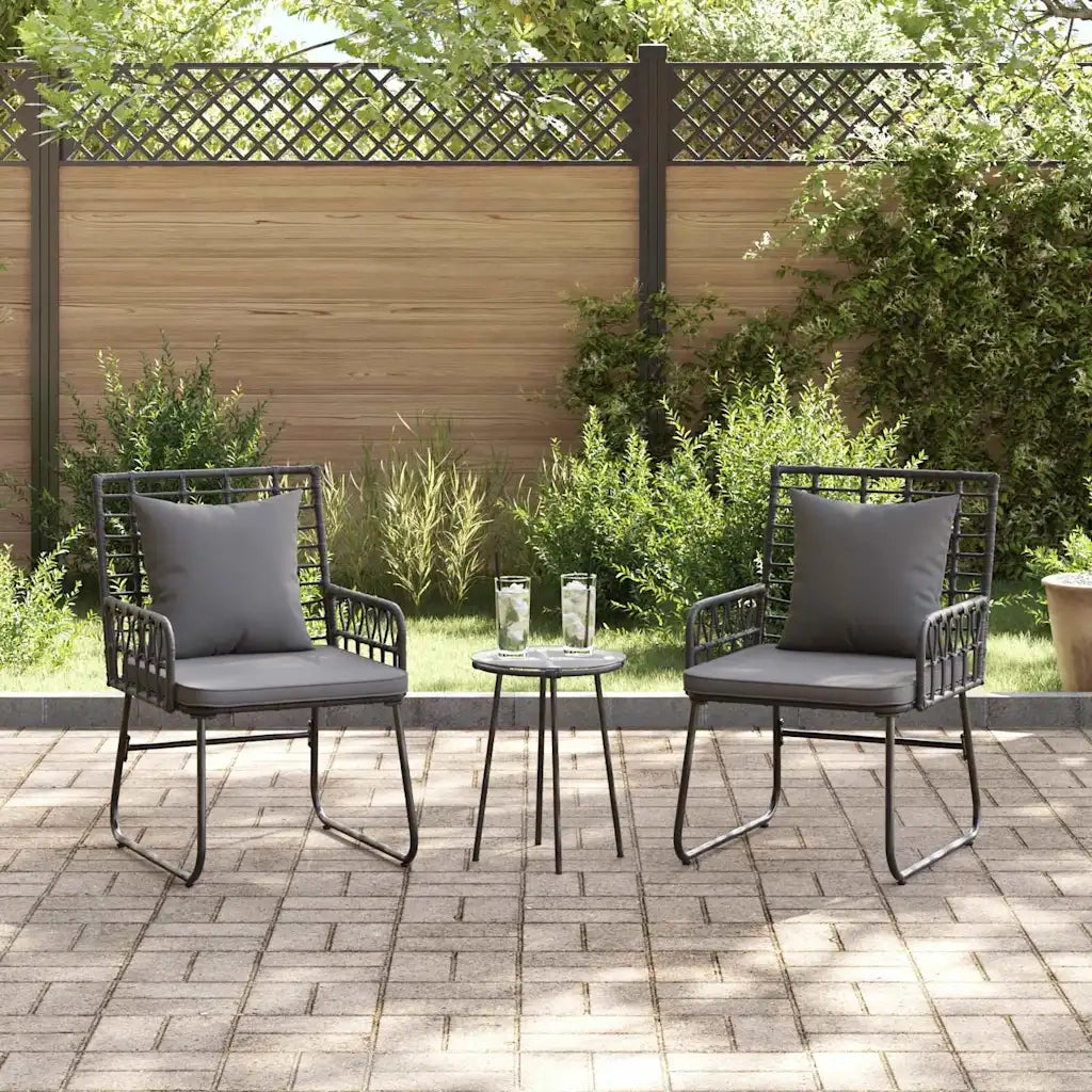 Set da Pranzo per Giardino 3 pz | Set Salotto da Giardino Nero e antracite polyrattan