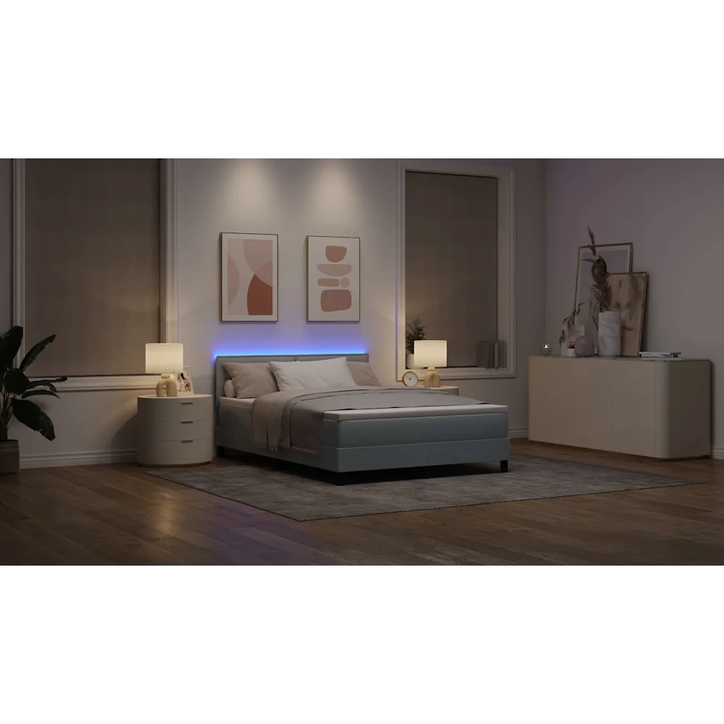 Letto a molle con materasso Grigio chiaro 140 x 190 cm Tessuto 3342128