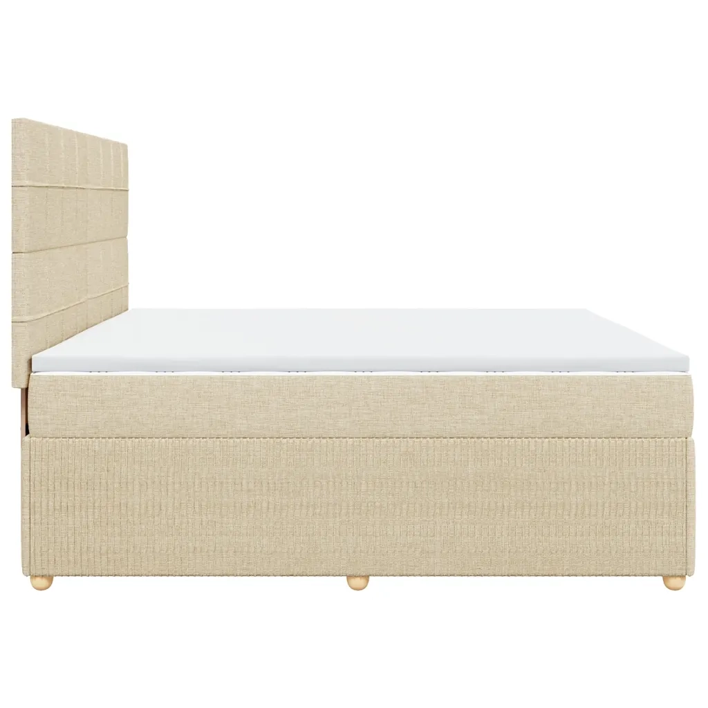 Giroletto a Molle con Materasso Crema 200x200 cm in Tessuto