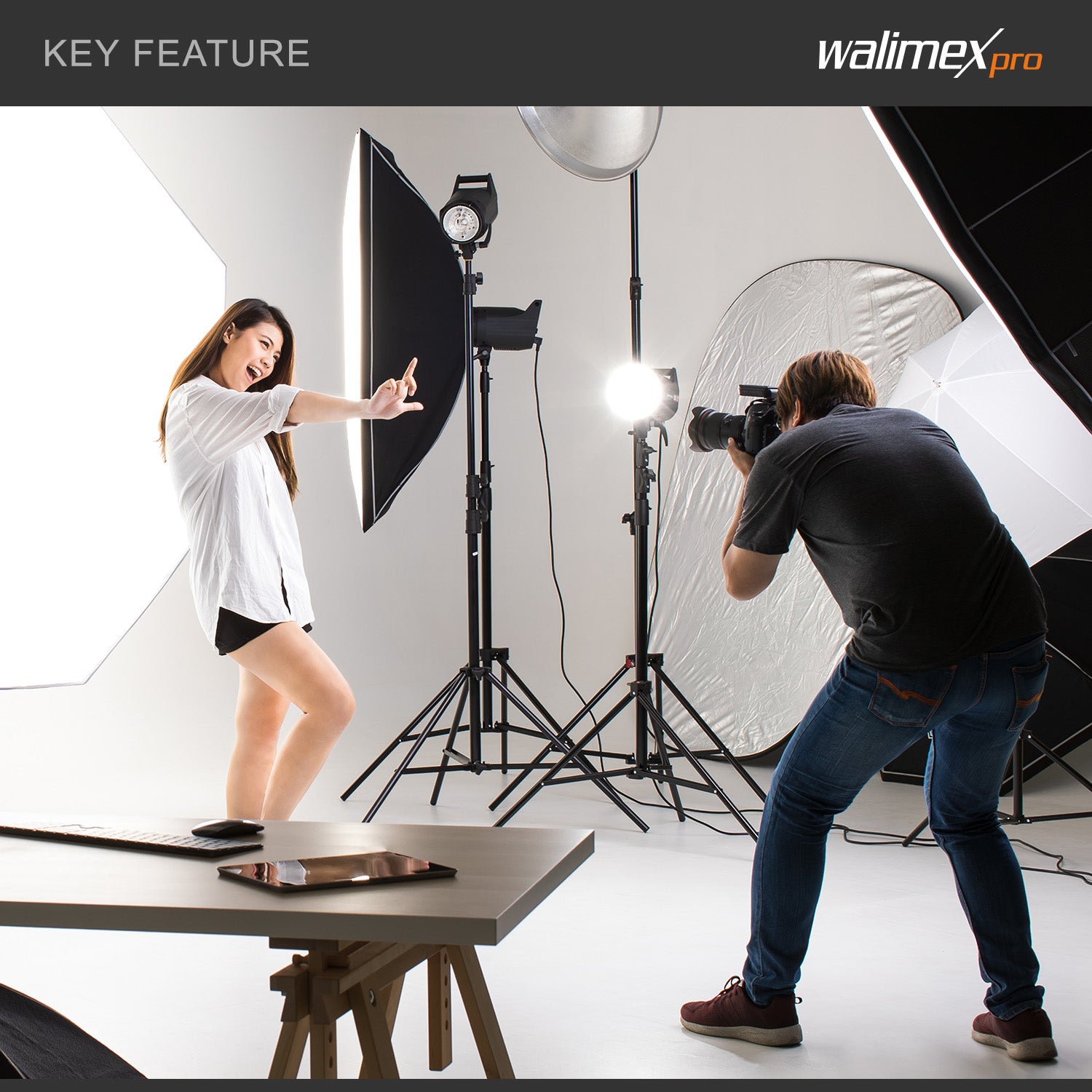 Set Softbox ottagonale 60cm con 4 LED 35W, inclinazione di 135°, con diffusore, per illuminazione studio fotografico