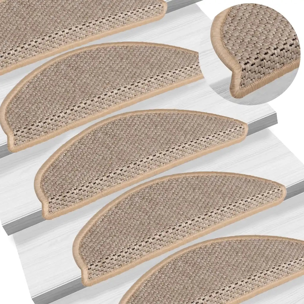 Tappeti Adesivi Scale Aspetto Sisal 15pz 65x21x4cm Beige Chiaro 326880