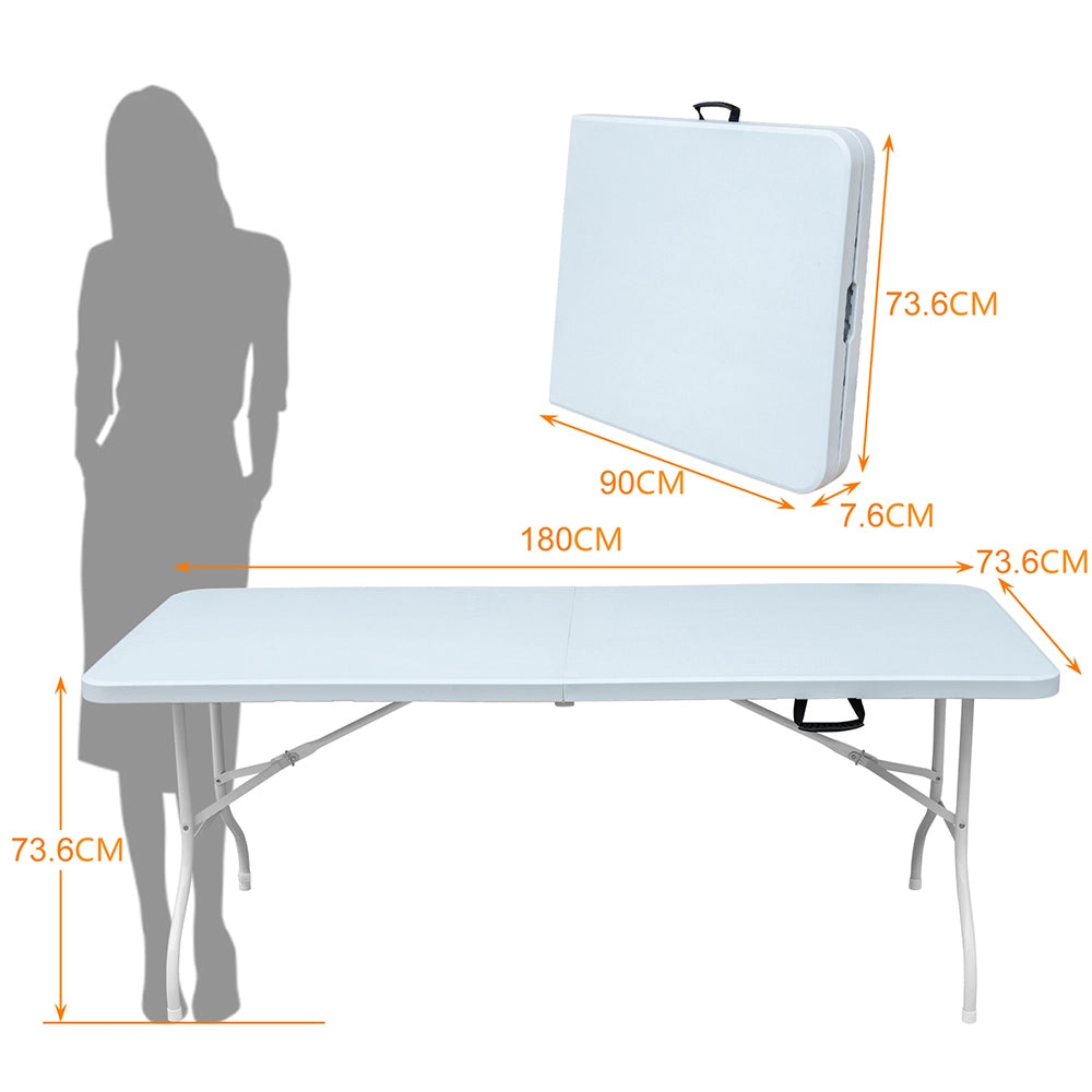 Tavolo pieghevole - Xylo - 180cm portatile per interni/esterni carico 135kg bianco