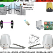 Automatismo Braccio Articolato 2 Motori 220 V Spinta 250 NM Apricancello 2 Ante da 0,5 Fino a 2,5 Metri Centrale Radiocomando Fotocellule Automazione