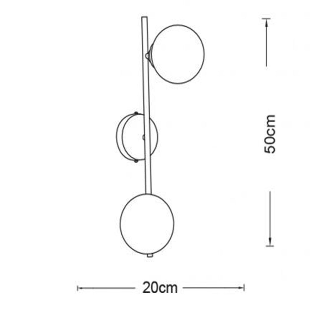 Trade Shop - Applique Da Parete Struttura In Metallo Bronzo Minimal Con Attacco G9 2 Sfere Opache Aq41 -