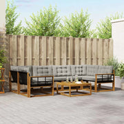 Set di divani da esterno 7 pcs Grigio Naturale e Chiaro