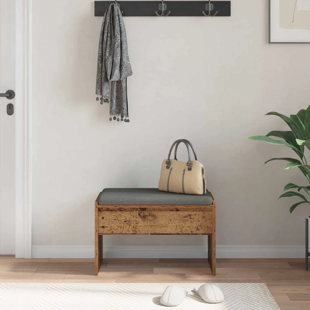 Panca per ingresso con cuscino Legno vecchio 63 x 38 x 40 cm